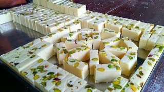 Milk Powder Burfi Sweet Recipe  How To Make Ice Cream Burfi  Milk Barfi  Indian Sweets Making [upl. by Ettenot593]