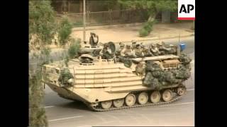 GWT WRAP US tanks roll into central Baghdad outside Palestine Hotel [upl. by Ardnad446]