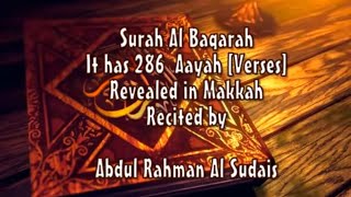 SURAH AL BAQARAH FULL by sheikh Sudais [upl. by Marylinda]