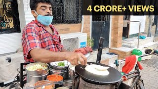 Mumbai Man Selling Dosa on Cycle from 25 Years  Indian Street Food [upl. by Nomyad]