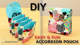 DIY Easy amp Fun Accordion Pouch  5 Pockets Pouch Bag Sewing Tutorial sewingtimes [upl. by Unders]