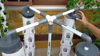 DIY  How to make Vertical Hydroponic System using 4 Towers Part 2  hydroponic farming at home [upl. by Avner829]