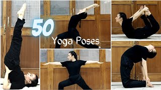 50 Yoga Poses with names  Prachi Verma  Yoga for all ages  Yoga Asanas Beginner to Advanced [upl. by Yerffoj]