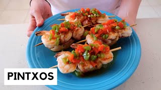 Pintxos from the Basque Country with Shrimp and Bacon [upl. by Dorion]