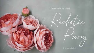 DIY How to Make Realistic Peony Using Crepe Paper  Cara Membuat Bunga Kertas Peony  Byputriolvi [upl. by Zuliram]