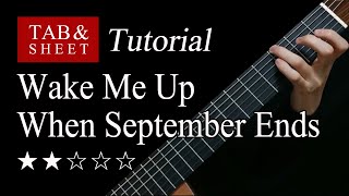 Wake Me Up When September Ends  Fingerstyle Lesson  TAB [upl. by Eloise]