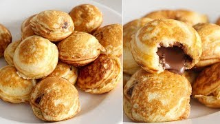 DIY Pancake Pockets WITHOUT the Pan  NutellaStuffed Pancakes  EASY Ebelskiver Recipe [upl. by Llenwahs]