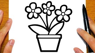 HOW TO DRAW A FLOWER POT 💐  Easy drawings [upl. by Nodyarb]