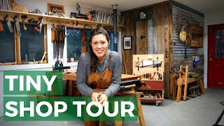 Tiny Woodworking Shop Tour  Woodworking [upl. by Yordan598]