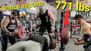 BENCH PRESS WORLD RECORD 771 LBS 350 KG  INCLUDES FULL WORKOUT [upl. by Einamrej]