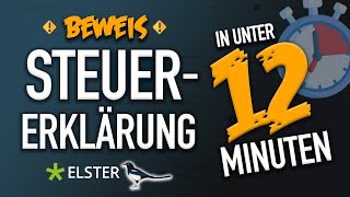 BEWEIS Steuererklärung Elster selber machen in 12 Minuten  Elster ausfüllen Steuererklärung 2020 [upl. by Yttik18]