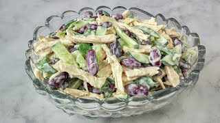 Улетает на УРА Невероятно ВКУСНЫЙ салат с куриной грудкой и консервированной отварной фасолью [upl. by Belac]