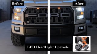 2016 Ford F150 LED HeadLight Bulb Conversion Before amp After [upl. by Elleined680]