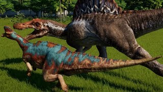 Spinosaurus vs All Hadrosaurs Including Olorotitan  Jurassic World Evolution 1080p 60FPS [upl. by Helaina749]