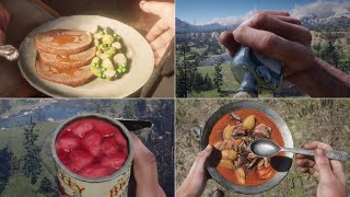 Red Dead Redemption 2  All Food and Drinks [upl. by Aicileb391]