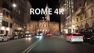 Rome 4K  Driving Downtown  Night Drive [upl. by Haizek]