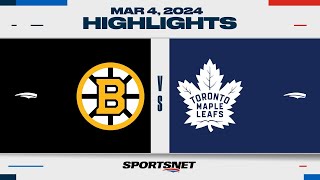 NHL Highlights  Bruins vs Maple Leafs  March 4 2024 [upl. by Mauro]