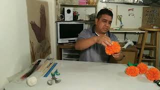 Tutorial cómo hacer Flores de cempasúchil de papel China [upl. by Constancy]