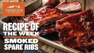 Smoked Pork Spare Ribs Recipe  Traeger Ribs [upl. by Dweck]