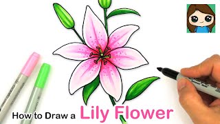 How to Draw a Lily Flower Easy [upl. by Htebi]