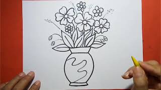 Easy and simple Flower Vase drawing [upl. by Madi]