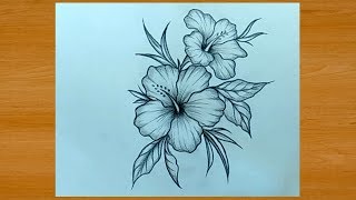 Beautiful Flower Drawing With Pencil Easy [upl. by Acinehs]