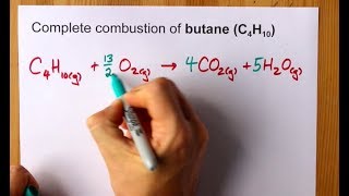 Complete Combustion of Butane C4H10 Balanced Equation [upl. by Ellga]