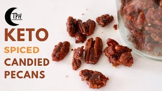 Keto Candied Spiced Pecans  LowCarb Candied Nuts Recipe [upl. by Notanhoj]