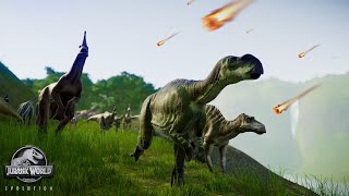 HADROSAURS Dinosaur STAMPEDE  METEOR CRASH  Jurassic World Evolution [upl. by Dnomaj]