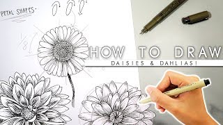 How To Draw Flowers 🌼ADVANCED🌼 Bullet Journal Flowers [upl. by Rosenblum]