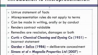 Misrepresentation Lecture 1 of 4 [upl. by Hogle528]