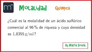 Molalidad disoluciones Química [upl. by Ytomit]