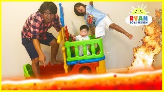 THE FLOOR IS LAVA CHALLENGE Ryan ToysReview Family Fun Kids Pretend Playtime [upl. by Oneg]