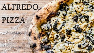 How To Make White Sauce For Pizza With Mushrooms Spinach And Chicken Alfredo Style Roccbox Recipes [upl. by Itnavart338]