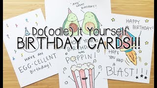 DIY Birthday Doodle PUNS cards  Doodle with Me [upl. by Morganstein]