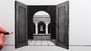 How to Draw a Doorway using 1 Point Perspective [upl. by Marcille434]