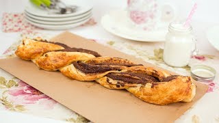 Nutella Puff Pastry Braid  Easy Chocolate Puff Pastry Dessert Recipe [upl. by Akcirehs820]