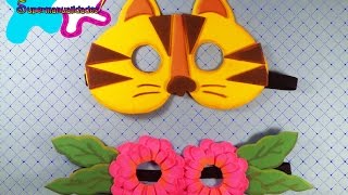 Antifaz de fomi Gatito y flores ∞SUPERMANUALIDADES∞ [upl. by Warfield]