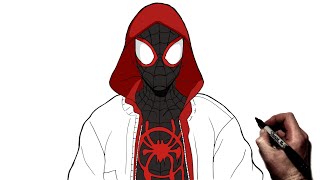 How To Draw Spiderman Miles Morales Hoodie Suit  Step By Step  Marvel [upl. by Barrett]