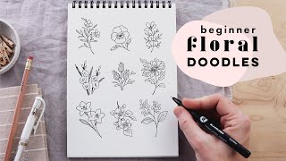 9 Simple Floral Doodles  How to Draw Flowers Step By Step [upl. by Fenn]