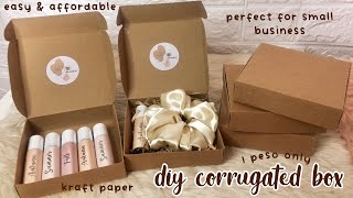 diy corrugated box for my small business ♡ easy amp affordable kraft paper [upl. by Htebezile]