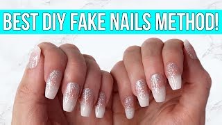 DIY FAKE NAILS AT HOME No acrylic easy lasts 3 weeks [upl. by Noiram791]