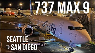 Alaska Airlines 737 MAX 9  INAUGURAL FLIGHT  SEA  SAN  Economy [upl. by Aivalf]