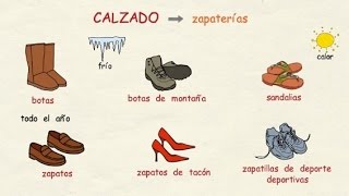 Aprender español El calzado 👞 y los complementos 💍👜 nivel básico [upl. by Lynna]