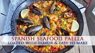 Authentic Spanish Seafood Paella Recipe  Colab With Best Bites Forever [upl. by Nive]