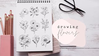 How To Draw Flowers  Florals Step By Step [upl. by Fahey]