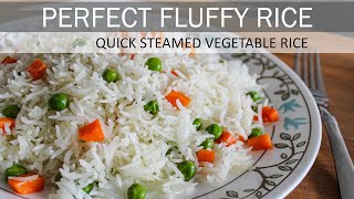 Simple Steamed Vegetable Rice  How to make Perfect Fluffy Rice  Vegan Recipe [upl. by Esiuolyram]