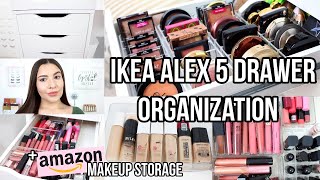 IKEA ALEX 5 DRAWER ORGANIZATION  Amazon Makeup Storage  My Favorite Organizers  Jackie Ann [upl. by Akerahs538]