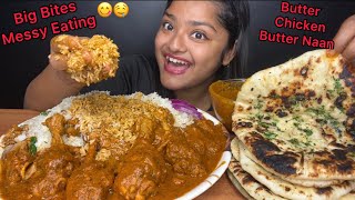 SPICY BUTTER CHICKEN 🔥 WITH JEERA RICE AND BUTTER NAAN  BIG BITES MUKBANG  FOOD EATING VIDEOS [upl. by Annahsirhc]