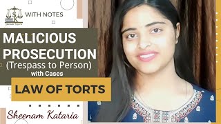 MALICIOUS PROSECUTIONTort Lawwith case law by Sheenam Kataria [upl. by Trinee393]